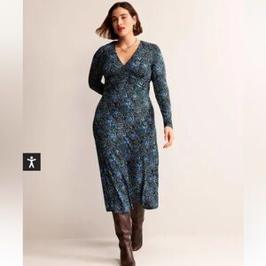 Boden Elodie Empire Midi Dress Emerald Night Botanic Terrace NWT size US 14